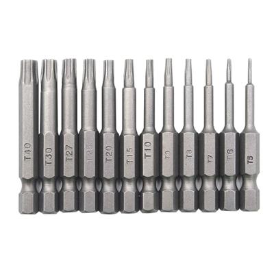 Бит отвертки 50 мм 1/4 дюйма T5-T40 Головка Torx Нескользящий Электрический Отвертка Крестовая Отвертка Электрический Сильномагнитный Сверло 12 шт.