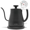 Electric Cafe Kettle Pot Black Gooseneck for Coffee Improved Cord Length Thermometer Included 1 Year Extended Warranty Safe and Secure Automatic