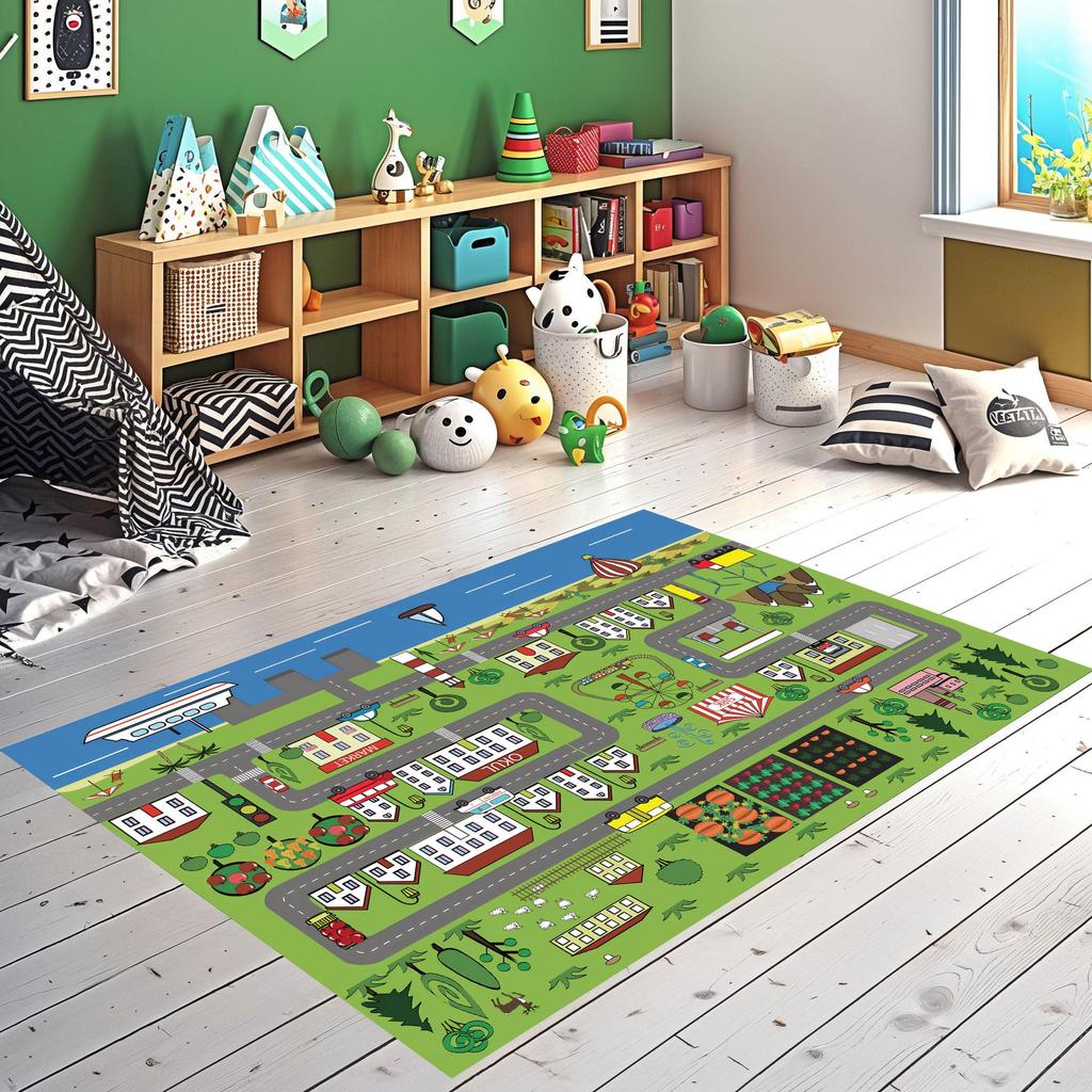 Устойчивый к пятнам машинная стирка, нескользящая основа в горошек с цифровой печатью, образовательный детский ковер нового поколения CK1007