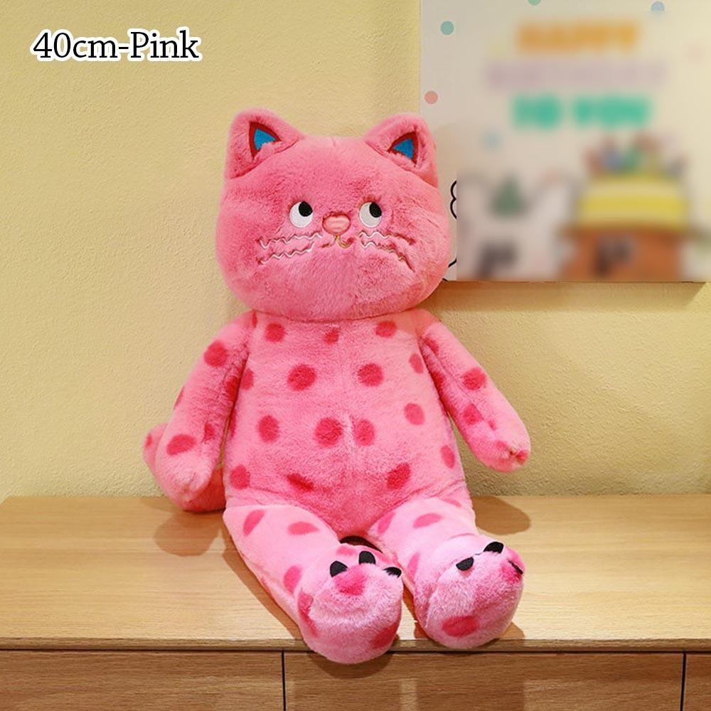Plush Stuffed Animal Pillow Polka Dot Cat Animal Plush Toy Creative Plush Cat Doll  Sleeping Gift
