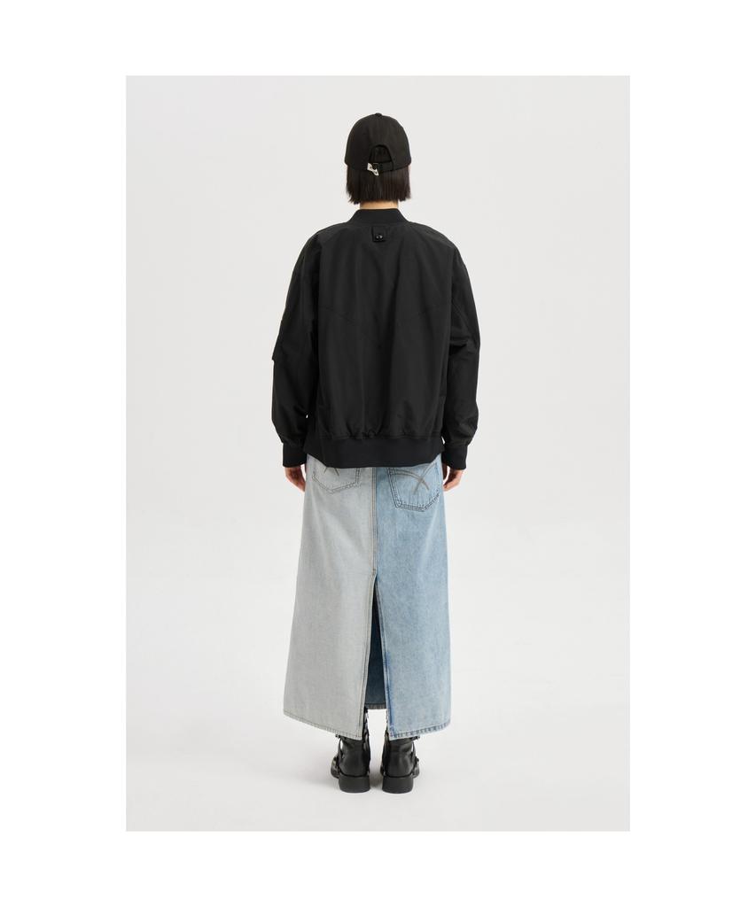 LUCKY CHOUETTE Back Banding Color Block Long Denim Skirt (Blue) Lfpdm25320Bux