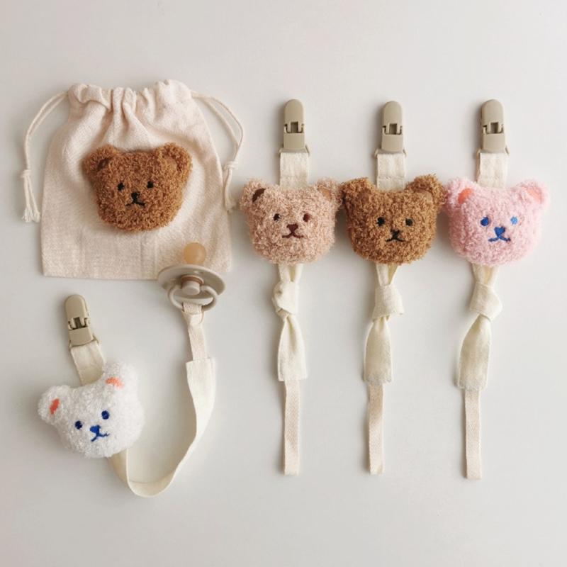 Цепочка для соски, плюшевая подвеска, держатель-клипса для соски, мягкий плюшевый медведь, подвесные украшения для кроватки, аксессуары для детской соски