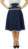 Women Knee Length Denim Skirt With Lace Detail Casual Chic A-Line