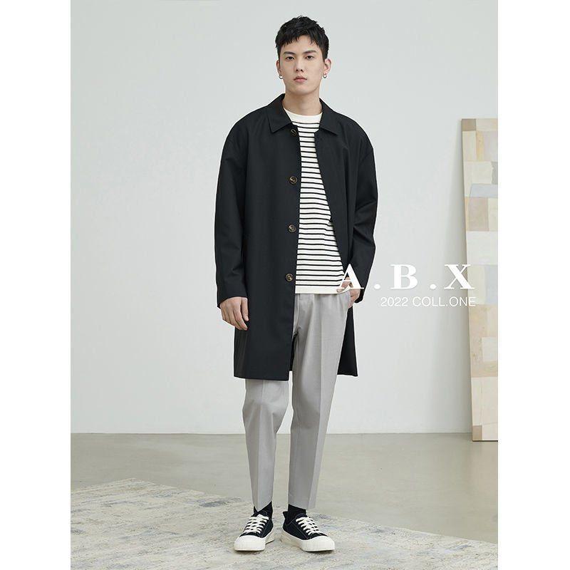 Мужской хаки тренч средней длины в стиле ситибой для больших размеров