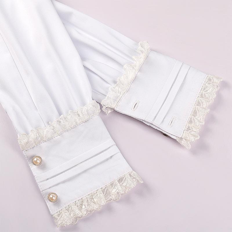 Pirate Blouse Ruffled Shirt Womens White Long Sleeve Victorian Blouse Womens Gothic Lolita Shirt