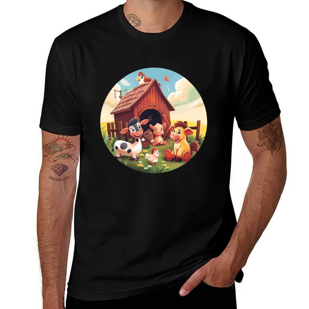 Funny Animals on the FarmCowspigschickensgoats TShirt Fashion Casual Short Sleeve Top