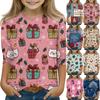 Children's 3/4 Sleeve Round Neck Top Christmas Tree Printed Everyday Casual Top