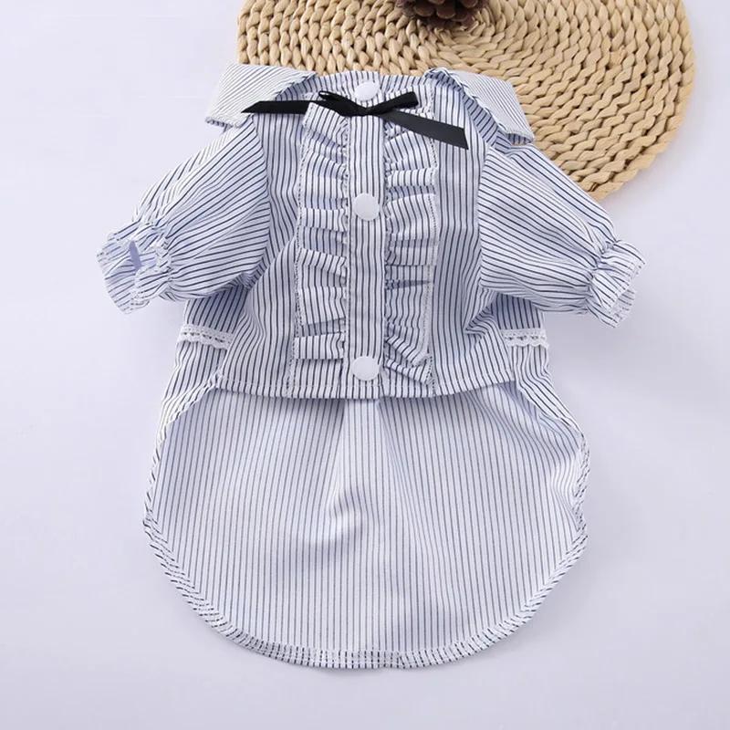 Summer Puppy Dog Cat T-shirt Skirt Fashion Stripe Pet Clothes for Small Dogs Chihuahua Yorkshire Poodle Shirts mascotas Clothing
