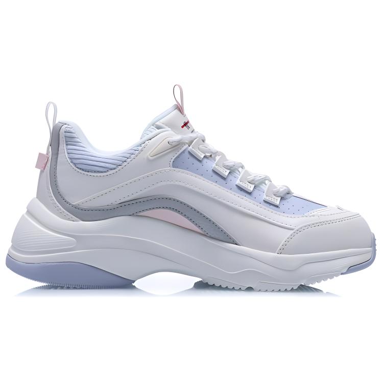 LiNing Aurora Wind Casual Comfortable Shock Absorption Non-Slip Low-Top Dad Shoes Women Sneaker White Blue Pink AGCQ494-2
