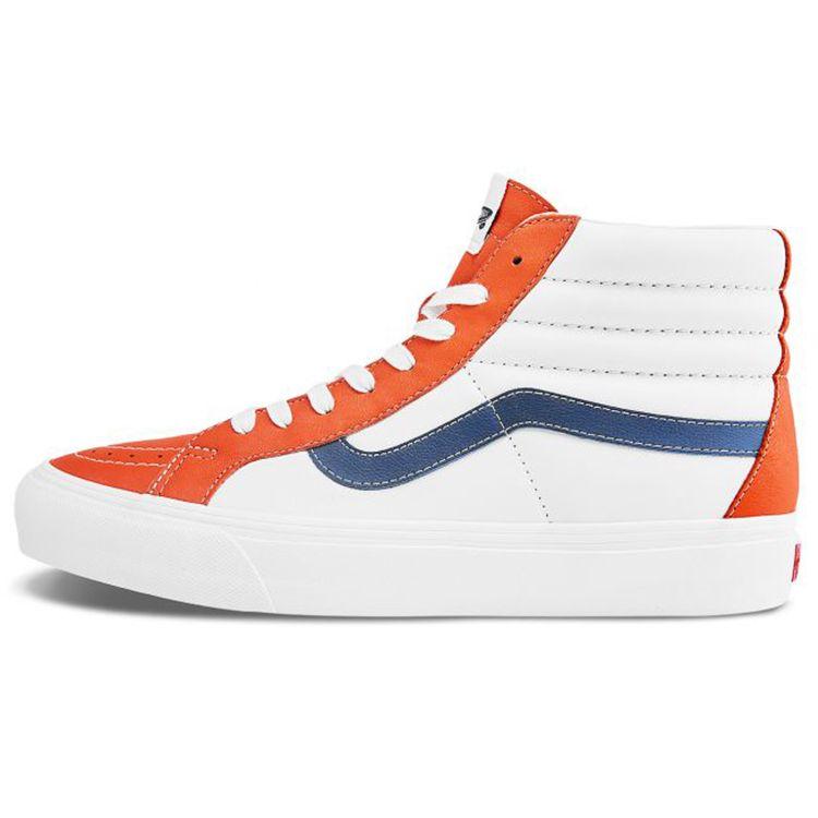 Vans Sk8 Reissue Vlt Lx High-Top Skate Shoes Unisex Sneakers White Orange VN0A4BVH22E