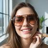 Винтажные большие металлические солнцезащитные очки-авиаторы для женщин 2025 года, брендовые дизайнерские очки, модные, высокое качество, солнцезащитные очки UV400 Lentes De Sol