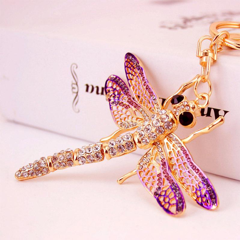 Брелок со стразами «Стрекоза»: Металлический кулон на сумку, аксессуар для женщин