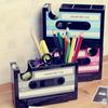 Retro Cassette Tape Dispenser with Pen Holder - Vintage Magnetic Office Supply Organizer, PE Material,Office Organizer|Playful Organizer