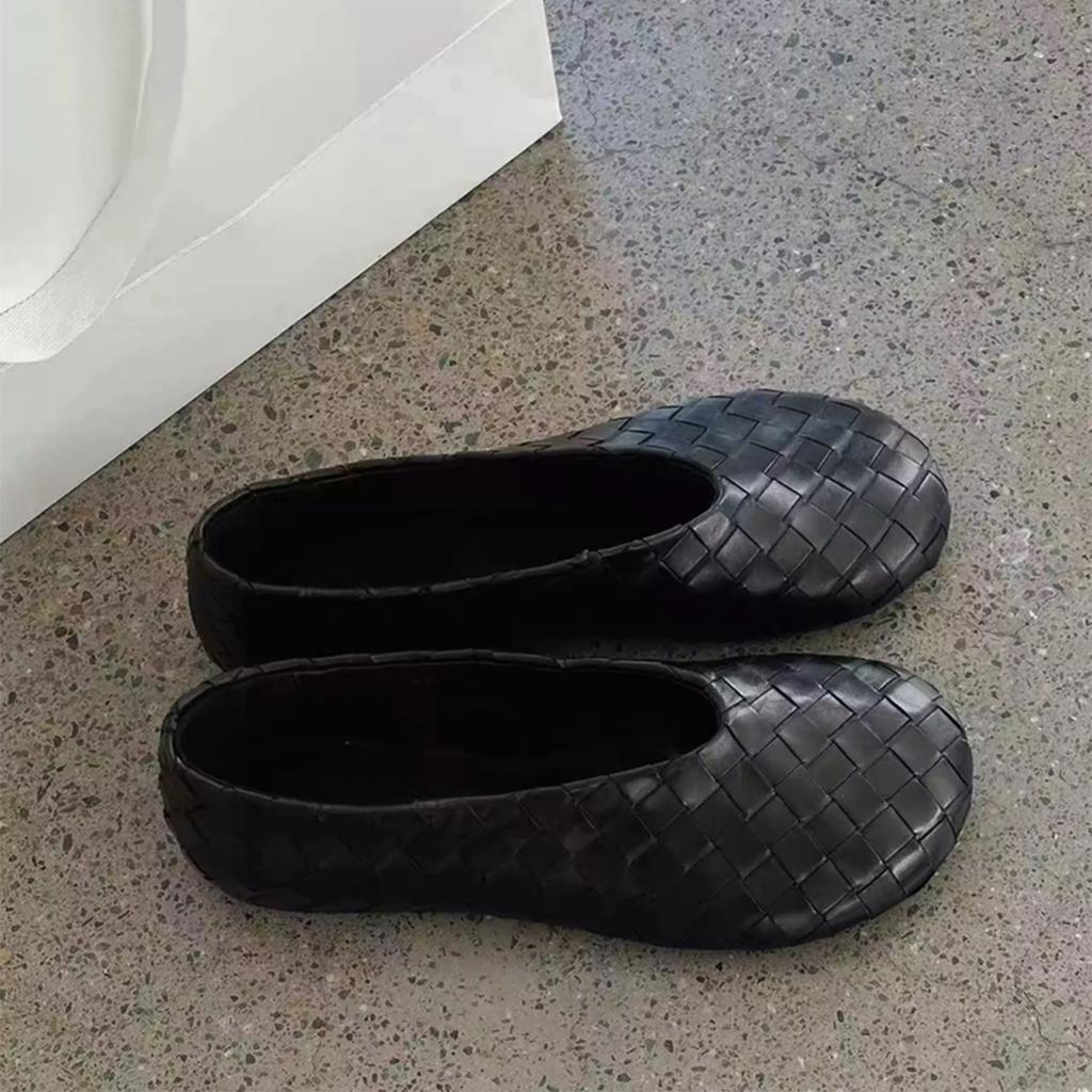 Версия из коровьей кожи~ Ретро кожаные плетеные туфли на плоской подошве для комфорта женщин в дороге, балетки Мэри Джейн с мягкой подошвой и неглубоким вырезом