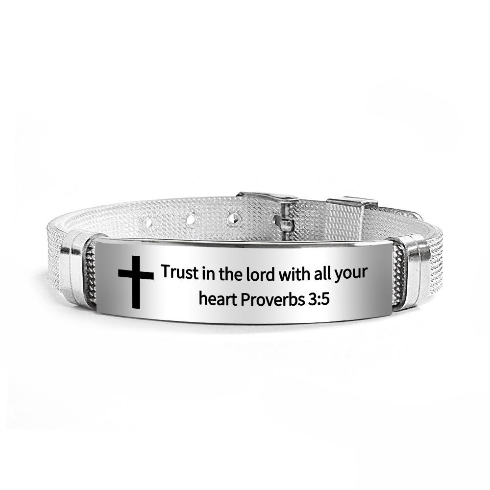 Stainless Steel/PVC Family Friendship Bracelet Adjustable Bible Verse Bracelet Faith Gifts