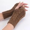 Winter Warm Knitted Fingerless Gloves Couple Half-Finger Twisted Cable Pattern Unisex Hand Warmer Mitts