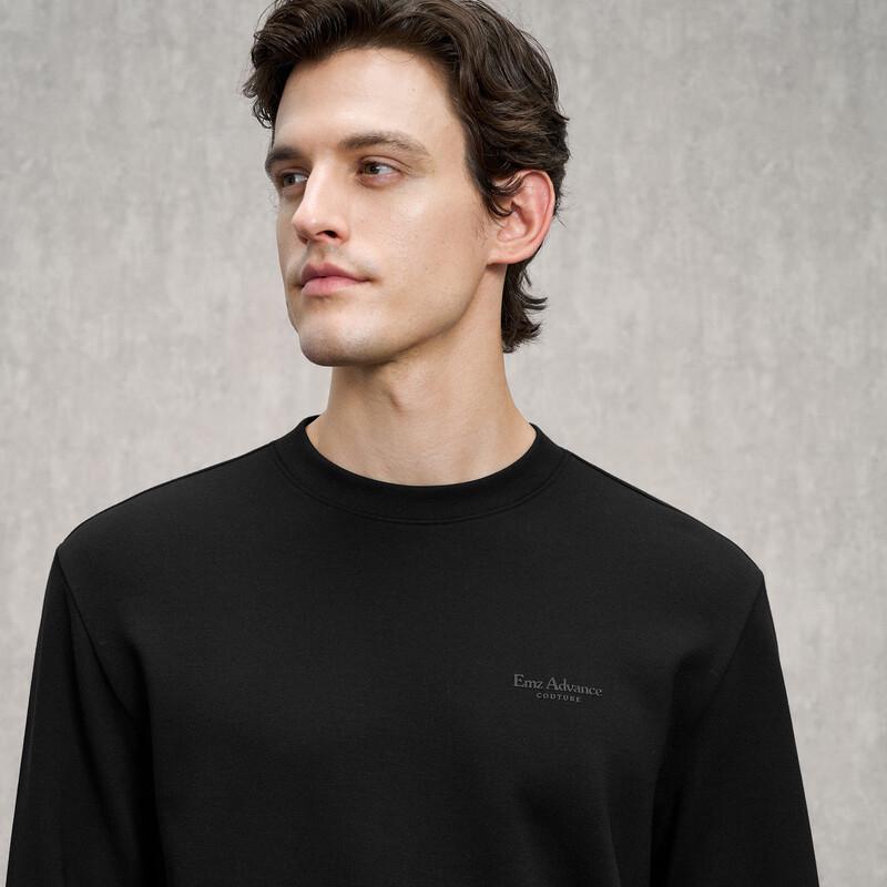 EMZ Мужской осенне-зимний теплый однотонный свитшот с круглым вырезом 9D7501536