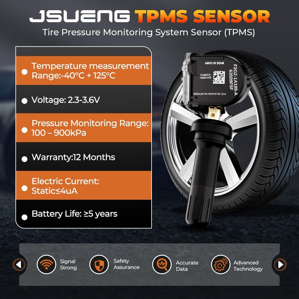 Датчик TPMS Ford, Комплект из 4 шт. Датчик системы контроля давления в шинах Подходит для Ford F150 F250 Flex Fusion Mustang, Lincoln MKX MKZ MKS MKT, 315 МГц Заменяет