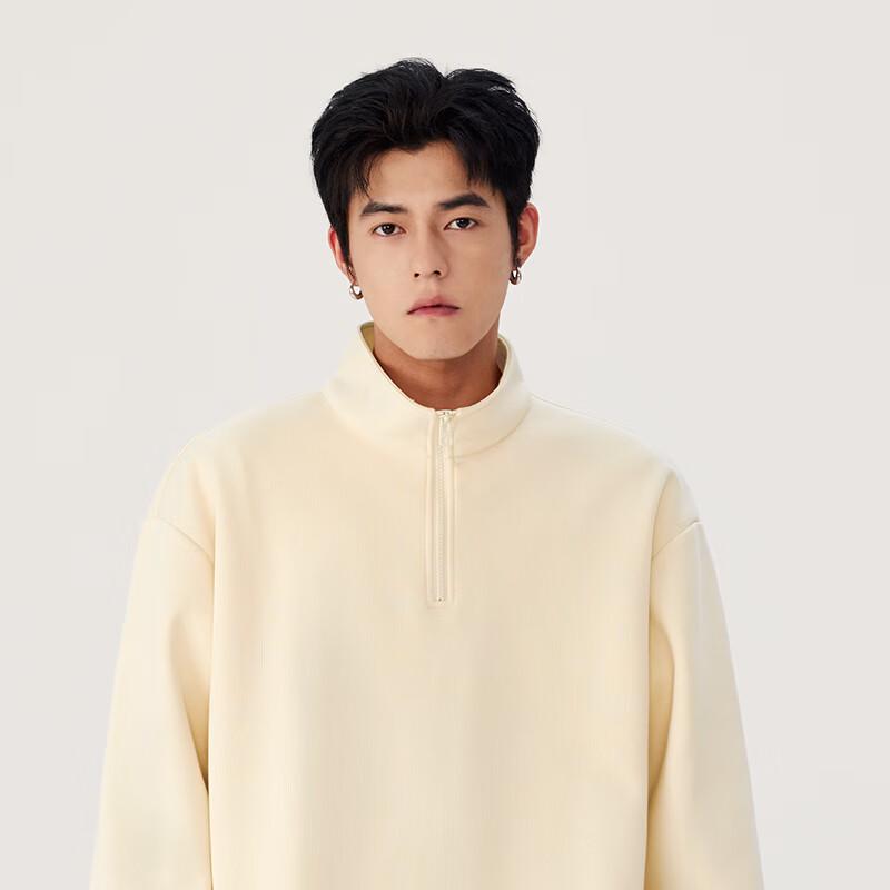 MINISO Men's Heavyweight Fleece Half-Zip Stand Collar Sweatshirt Z