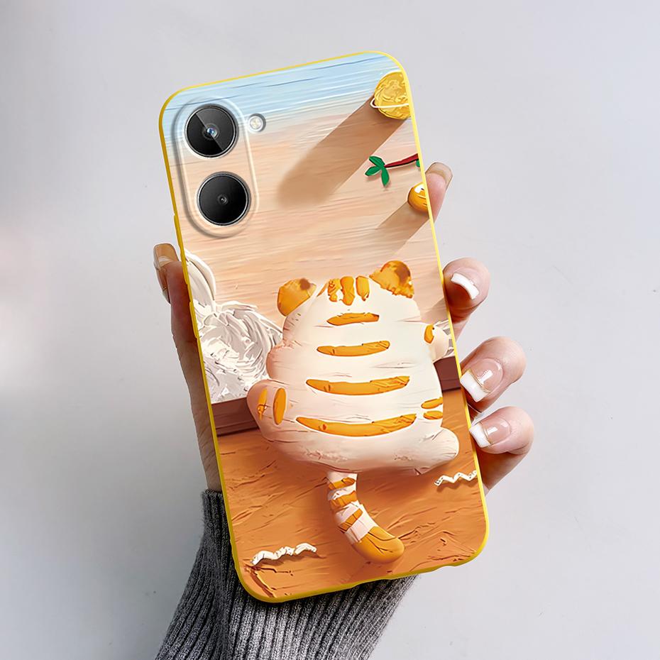 For Realme 10 4G 6.4" Soft Silicone TPU Shockproof Phone Case For Realme 10 RMX3630 Cartoon Pattern Bumper Protective Back Cover