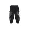 Reflective Cuffed Fleece Knit Sports Pants With Large Pockets Men Pants Black AYKR989-3