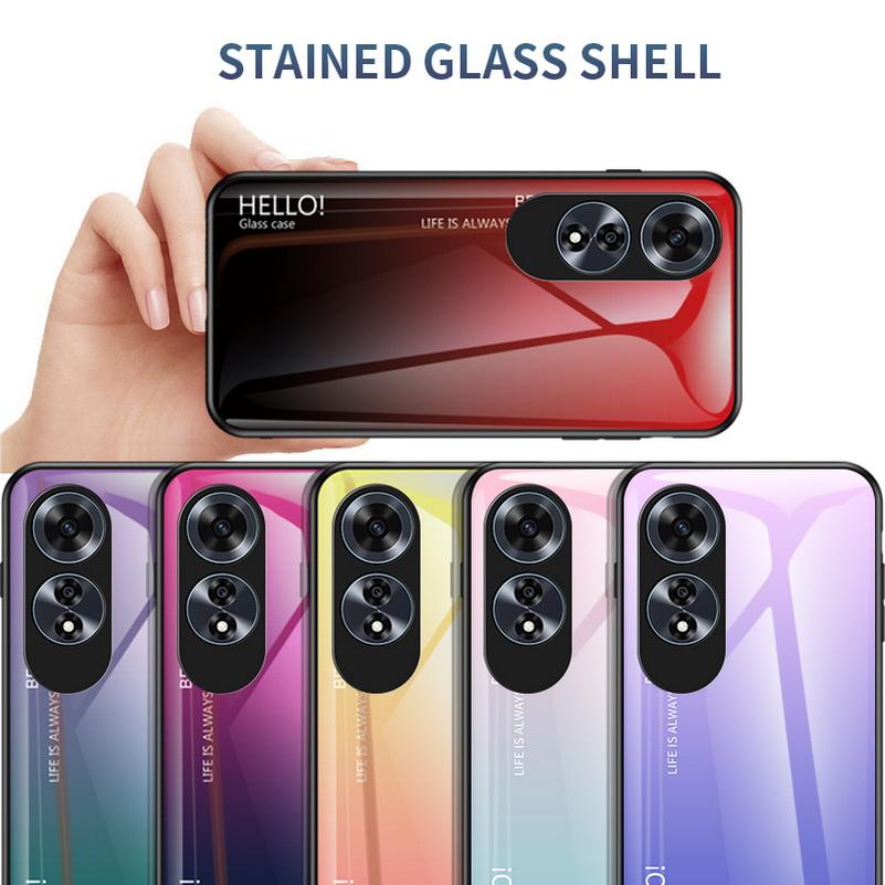 Защитный чехол из градиентного закаленного стекла для OPPO A60 A79 A18 A38 A98 A78 A58 A17 A16 Глянцевая задняя крышка