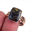 Natural Pietersite Gemstone Two Tone 925 Sterling Silver Jewelry Ring S.10 M9d97