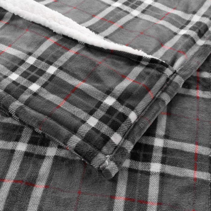 Plaid - Scottish - 125 x 150 cm - Noir - Polyester - Lavable en machine