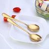 2PCS Gold Salad Spoon Fork Stainless Steel Cutlery Set Serving Spoon Set Colorful Unique Spoons Kitchen Utensils