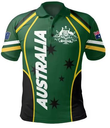 Australian flag polo shirt lapel short sleeve top summer trend clothes 3D printing oversized t-shirt