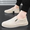 Sneakers Summer Canvas Round Toe Men's Casual Shoes Solid Color Non Slip Non-leather Work 2025 Male Shoe Walking Hiking