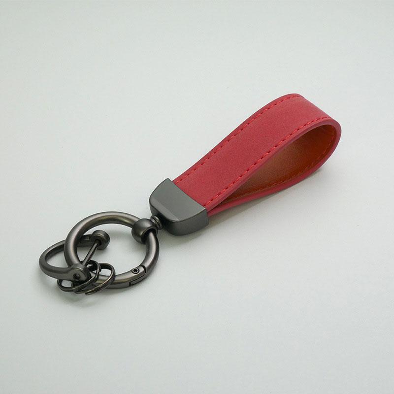 1PC Bag Pendants Leather Car Key Rings Leather Keychain Pure Color Buckle Cars Key Ring Gifts