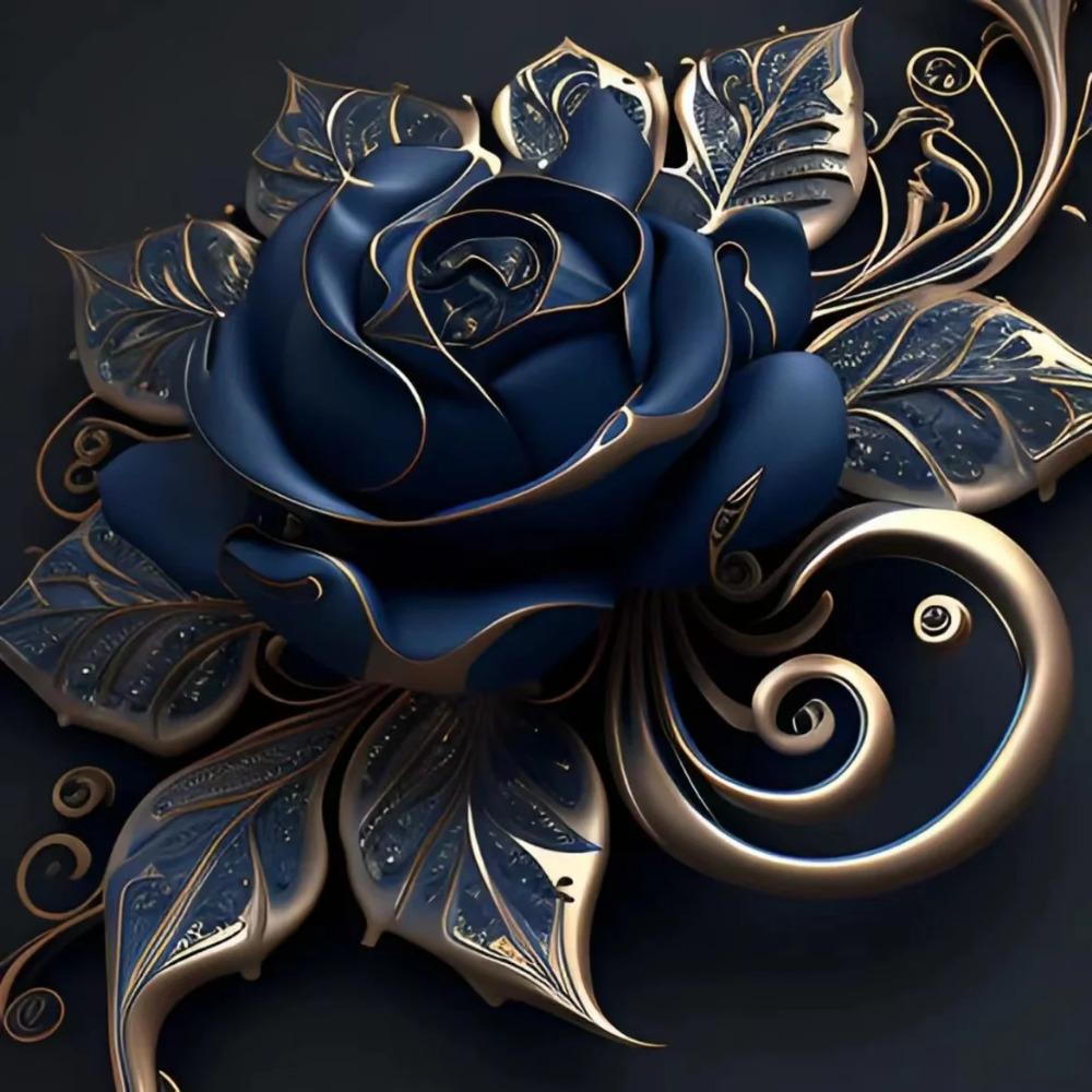 Алмазная картина, полная дрель, милое животное, круглая алмазная живопись, ручная работа, голубая роза, сделай сам, алмазная мозаика, картина, украшение дома