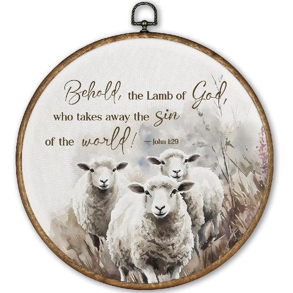 TLESKE Дикие цветы Христианское Писание Господь — Пастырь Мой Круглый Настенный Декор 10x10, Цветочный Библейский Стих Псалом В Рамке Холст Настенные Арт-Принты