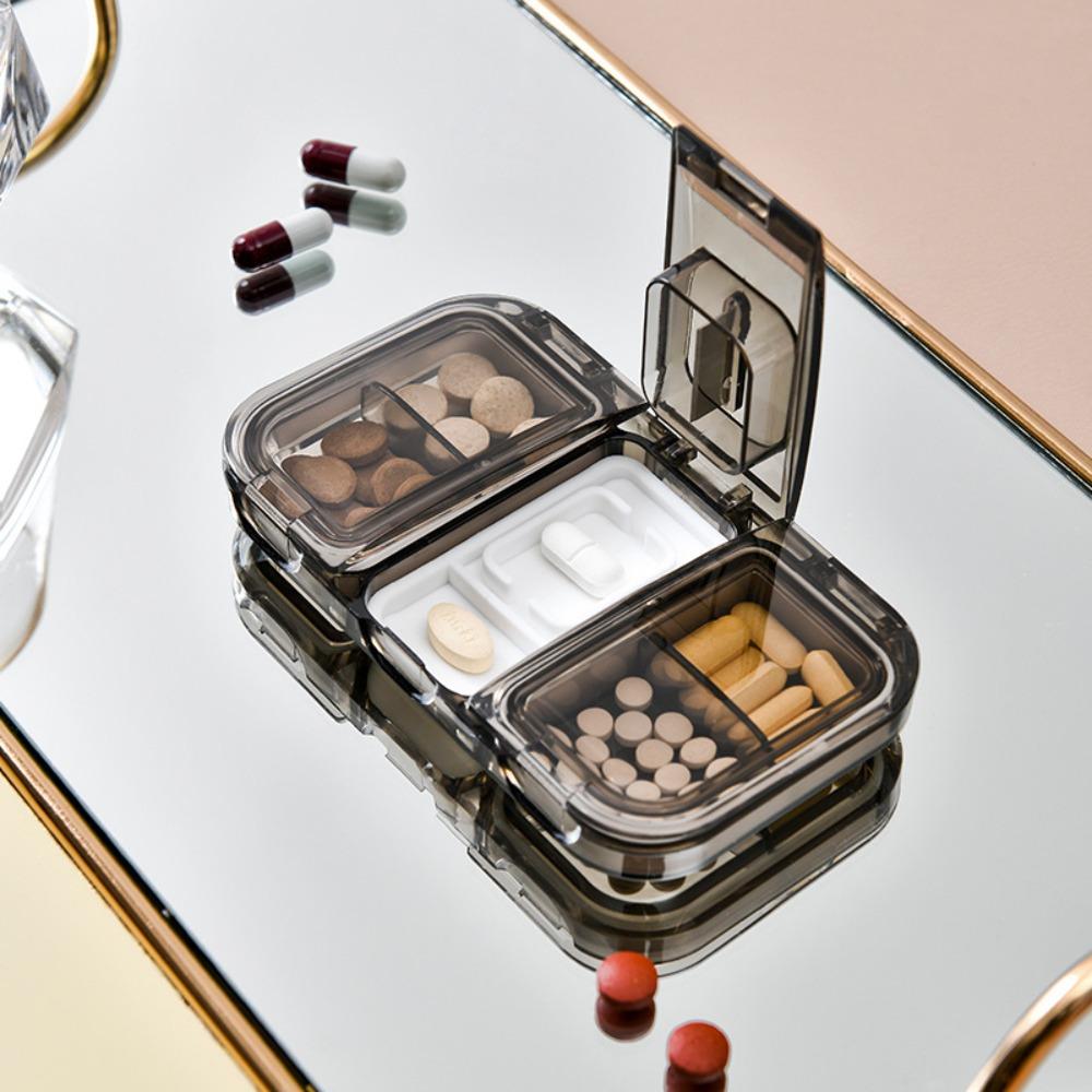 Rectangular Pill Splitter Box Frosted Weekly Pill Case  Multi Grid Split Package