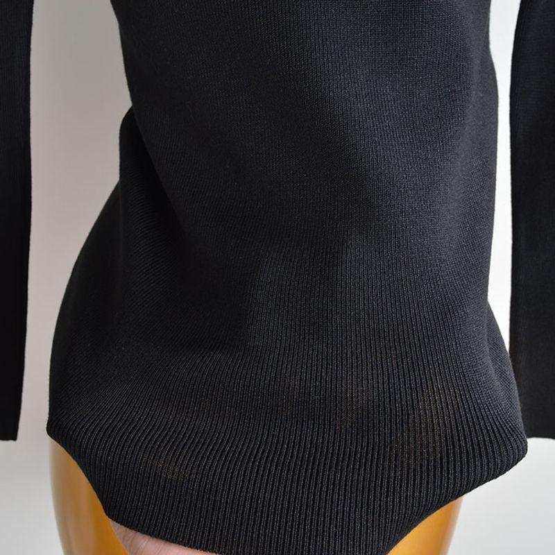 French Sexy Halter Cut-out Expose Clavicle Pullover Long Sleeves Bottoming Shirt for Women Silm Slim Looking All-Matching Sweater Tops