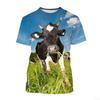 Funnny Cow Animal 3D Print Popular Outdoor Harajuku Short Sleeves Street Oversized Male Kids