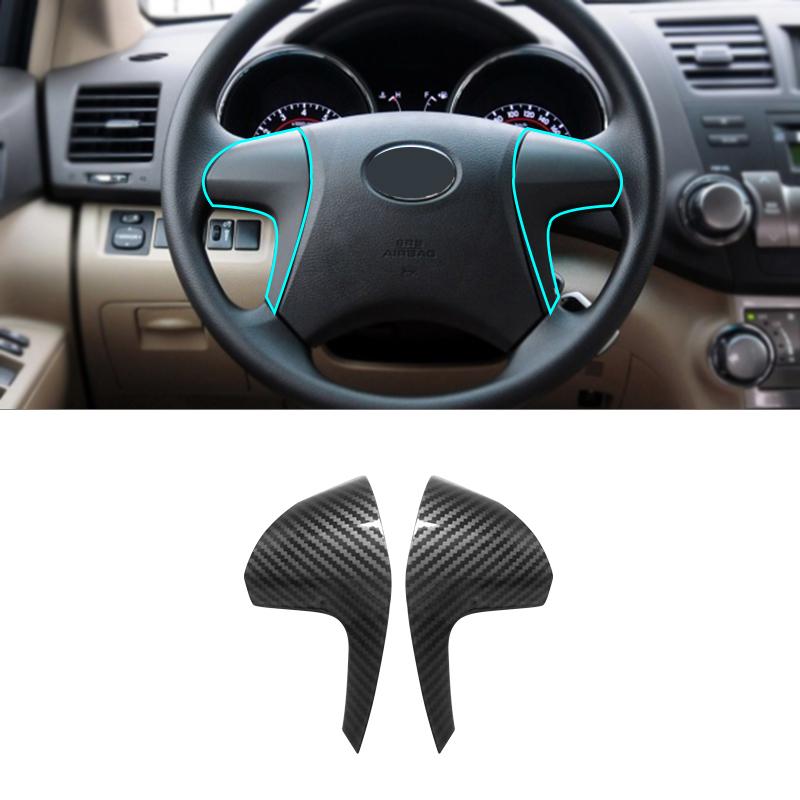 ABS карбоновая текстура, автомобильный руль, кнопка, крышка, наклейка, накладка для Toyota Highlander 2009 2010 2011-2014 для Camry
