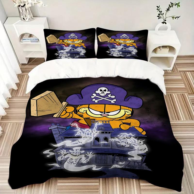 3pcs Pirate Garfield Duvet Cover Set, Includes 1 Duvet Cover and 1/2 Pillowcases (No Insert) yy251104231
