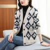 Plus Size Jacket Women Spring and Autumn Loose Stretch V-Neck Cardigan Casual Comfortable Tops