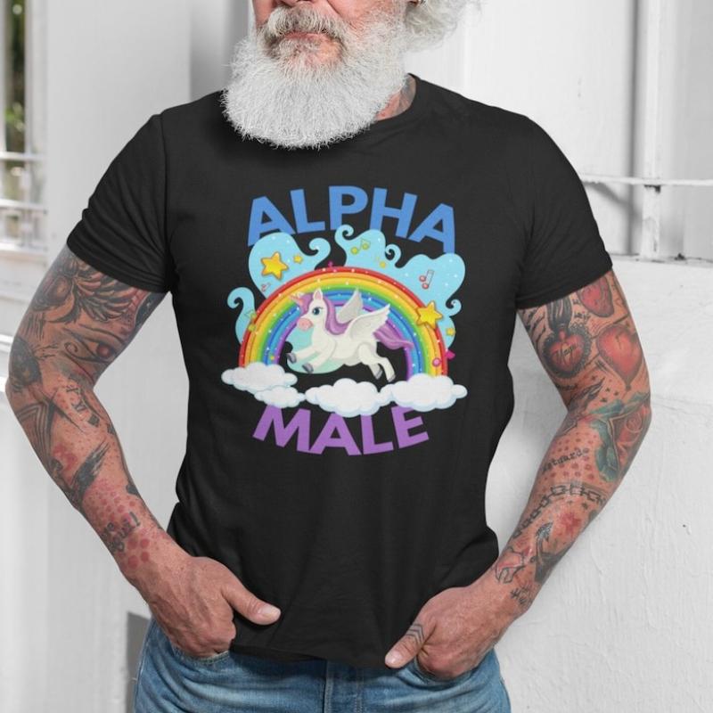 Ironic Alpha Unisex Unicorn Rainbow Funny Unisex Tshirt Raphic Tshirts Offensive Weird Shirts Summer Cotton Tee Tops Ropa Hombre