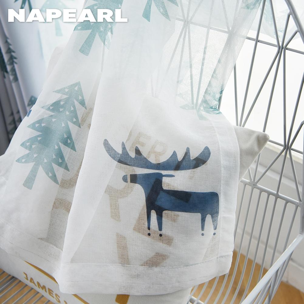 1 шт. NAPEARL 70-80% затемняющие Ins стиль скандинавский олень полиэфирное волокно персонализированные шторы с принтом прозрачные шторы для спальни гостиной домашний декор
