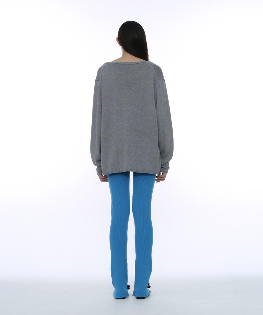 PARTIMENTO WOMEN Pwc Oversized Deep V-Neck Knit Top_Melange