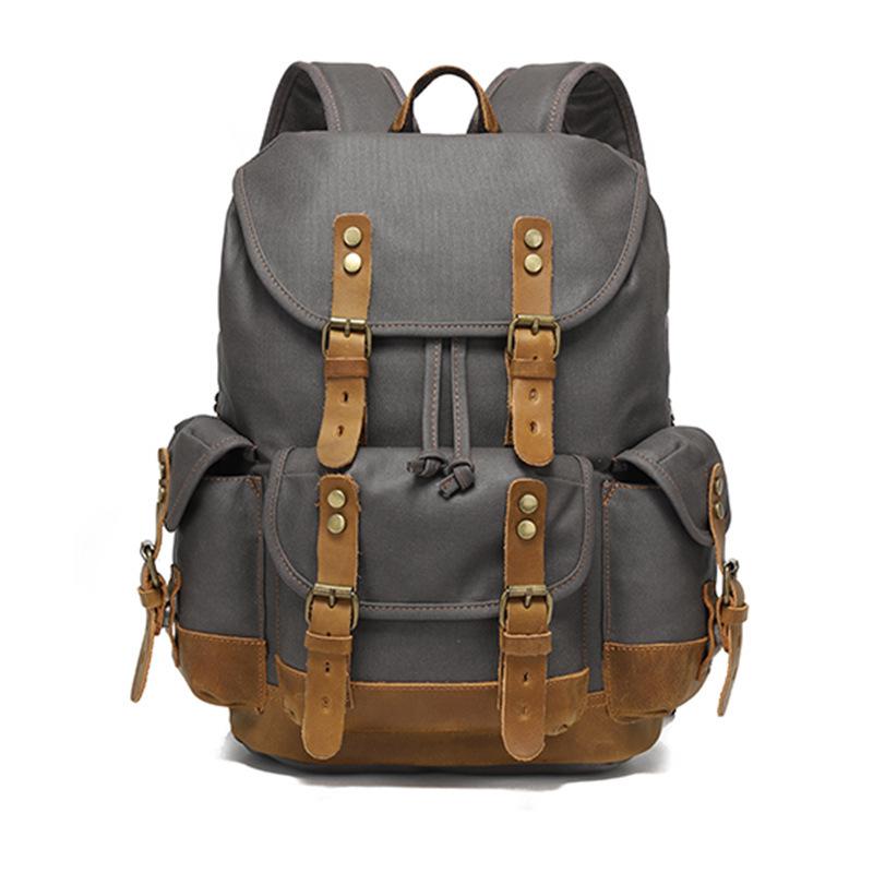 Unisex Waterproof Waxed Canvas Travel Backpack for Outdoor Sports and Laptops