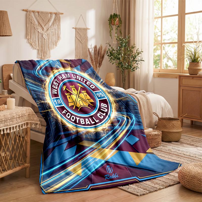 West Ham United Football Print Flannel Blanket Soft Warm Sofa Bed Throw Blanket For Home Office Bedroom