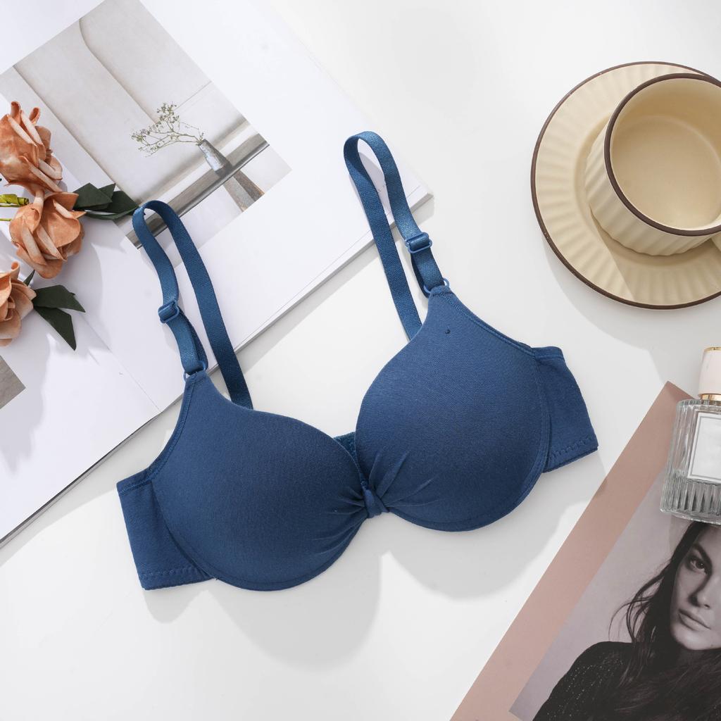 Сексуальный бюстгальтер Push Up для женщин, бюстгальтер на косточках, бюстгальтеры с чашечками, хлопковый бюстгальтер со сборками, однотонное женское нижнее белье