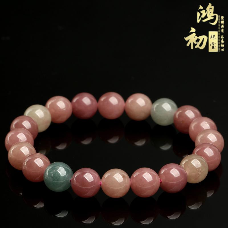 Hongchu Crystal Natural Milkshake Tourmaline Bracelet Fashionable Old Mine Watermelon Pink Tourmaline Jade Bracelet