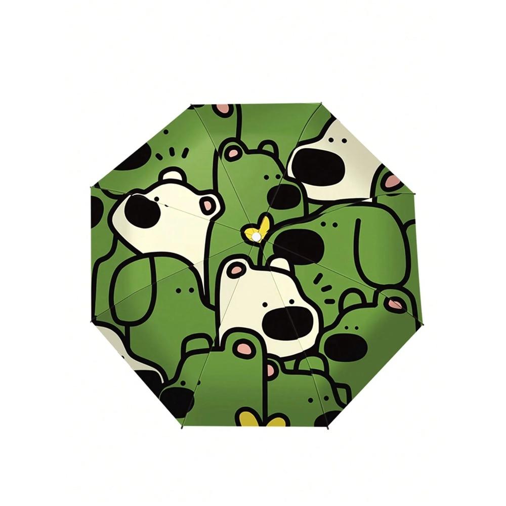 Cute Dog Pattern Fully Automatic Folding Umbrella for Rain, Sun and UV Protection Travel Umbrella 1pc