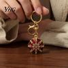Lightweight Fashion Accessories Rhinestone Ethnic Hat Keychain, Bling Octagonal Cap Car Key Bag Decoration Keychain Ring, Zinc Alloy Pendant