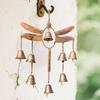 Dragonfly Wind Chime with 8 Brass Bells Weather-resistant Vintage Outdoor Garden Yard Patio Hanging Metal Wind Bell Decoration